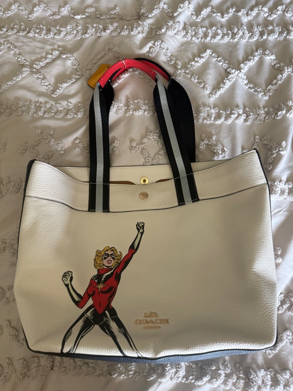 Coach White Leather Tote- Coach X Marvel Jes- Carol Danvers
